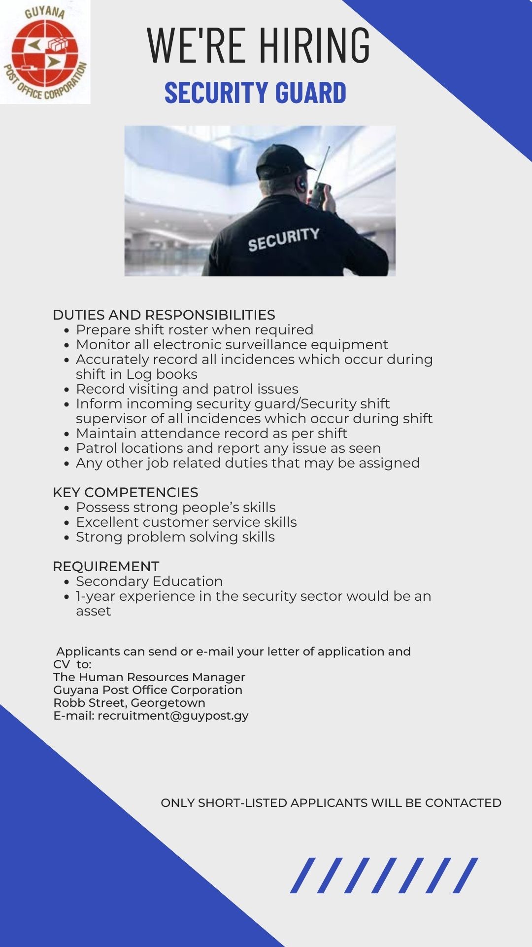 Vacancy- Security Guard