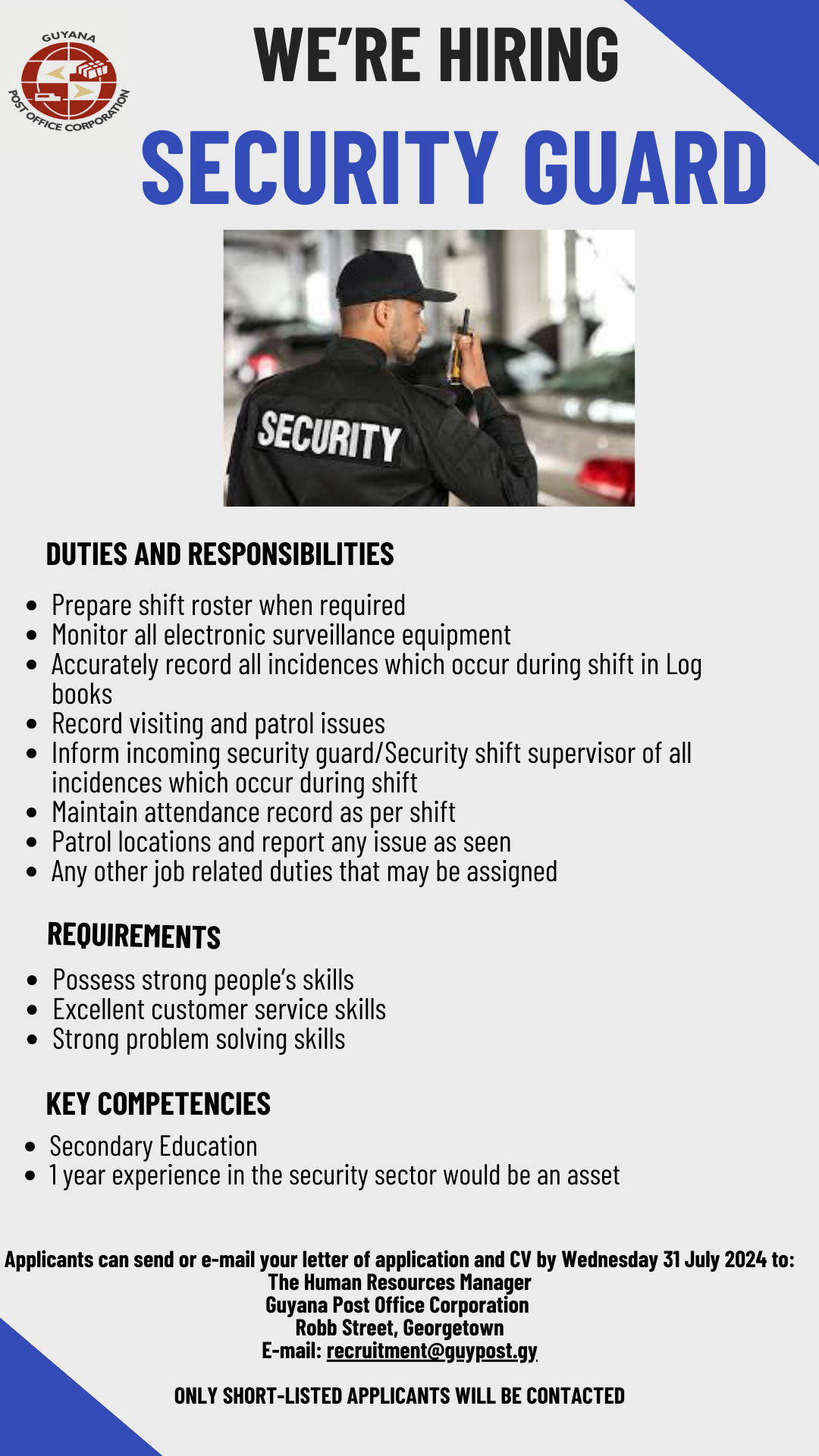 Vacancy- Security Guard